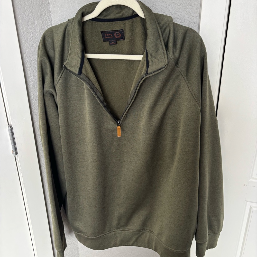 Tory Burch Men's Forest Green Zip-Up Sweater